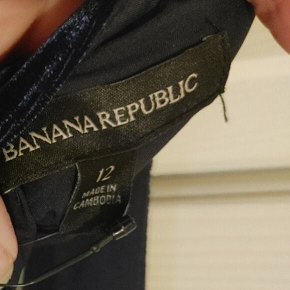 Banana Republic Dress Velour Navy Blue 3/4 Sleeve Sz 12 Lined NWT - Picture 5 of 6